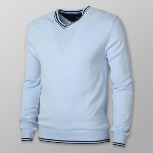 Pánsky sveter svetlomodrej farby s kontrastnými prvkami 14116