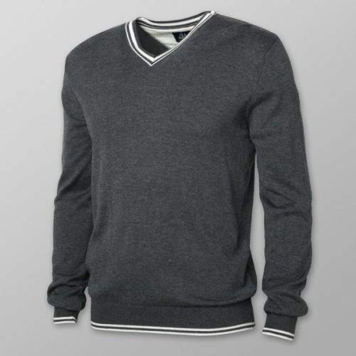 Pánsky sveter sivej farby s kontrastnými prvkami 14121