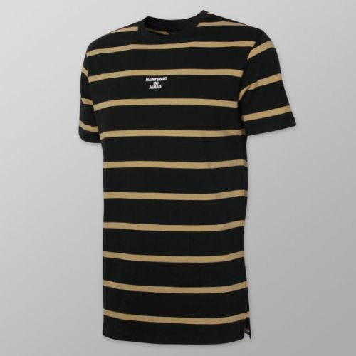 Pánske tričko čiernej farby s béžovými pruhmi 14125