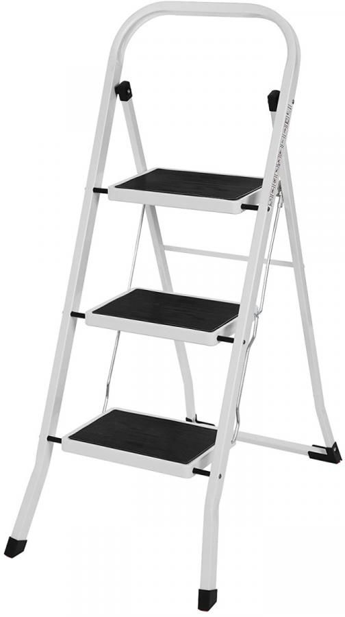 Ocelový žebřík Breen 3 příčky bílý