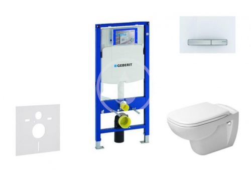 GEBERIT - Duofix Modul na závesné WC s tlačidlom Sigma50, alpská biela + Duravit D-Code - WC a doska, Rimless, SoftClose 111.300.00.5 NH8