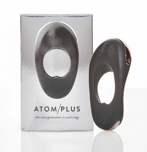 Hot Octopuss Atom plus - nabíjací krúžok na penis s dvoma motorčekmi (čierny)