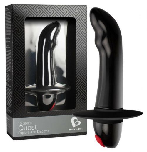 Rocks Off Quest - vibrátor na prostatu pre začiatočníkov s 10 rytmami (čierny)