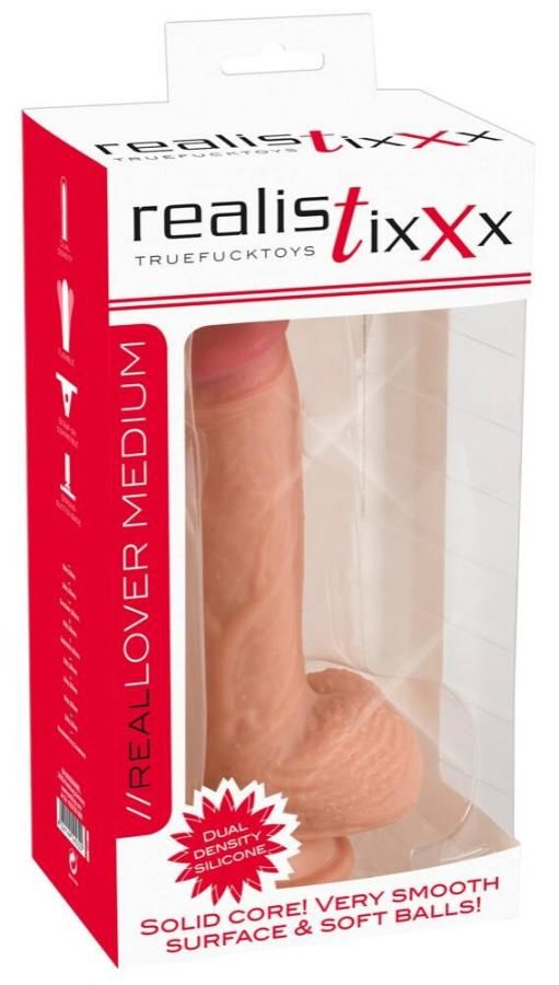realistixxx real lover medium– realistické dildo s prísavkou (22cm) - telová farba
