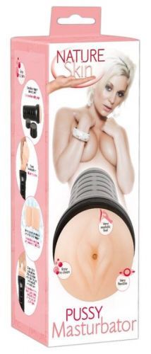 Nature Skin Pussy Masturbator - extra hlboký masturbátor, realistická vagína v púzdre (telová farba-čierna)