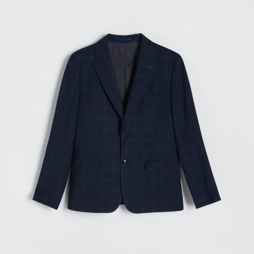 Reserved - Kárované oblekové sako slim fit - Tmavomodrá