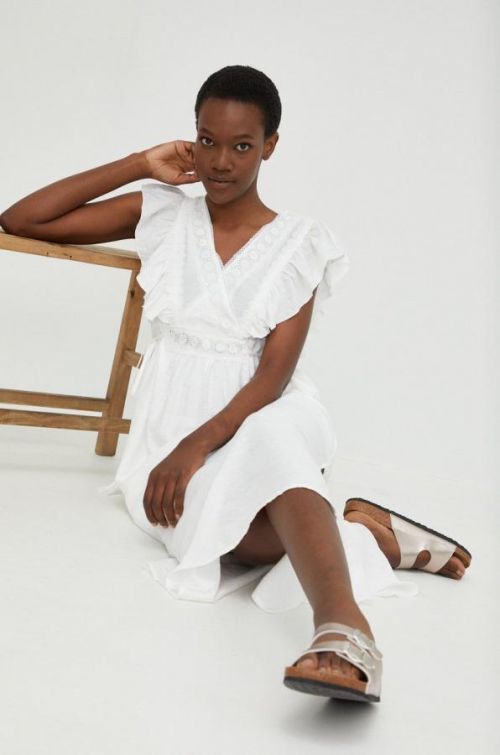 Šaty Answear Lab biela farba, maxi, rovný strih