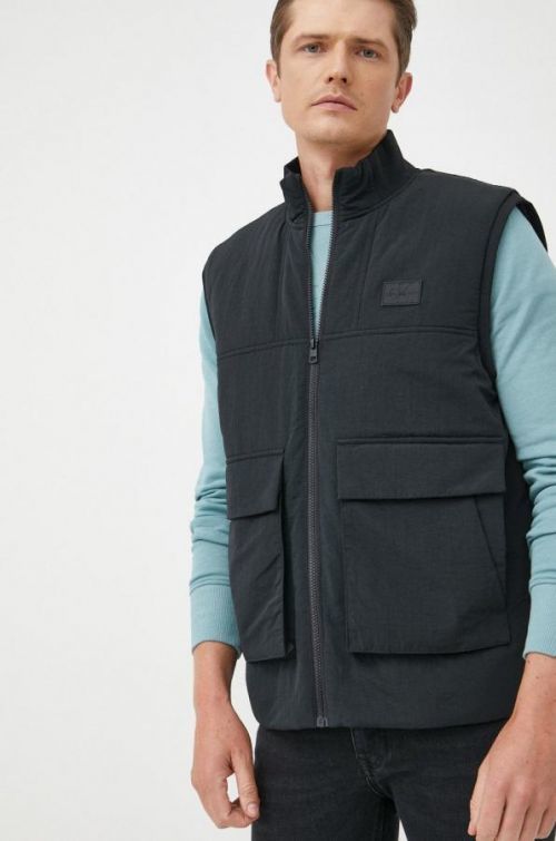 Vesta Calvin Klein Jeans pánsky, čierna farba, prechodný