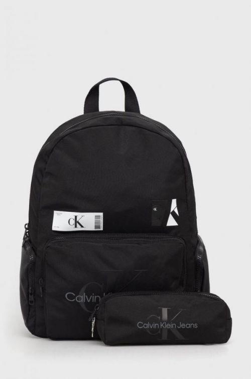 Detský ruksak Calvin Klein Jeans čierna farba, veľký, s potlačou