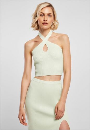 Urban Classics Ladies Rib Knit Crossed Neckholder Top lightmint - XS