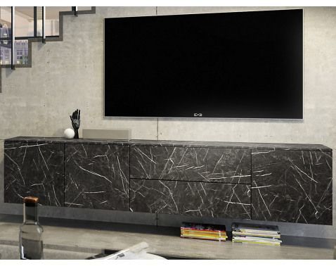 Nízka skrinka s možnosťou zavesenia Dublin, čierny mramor%