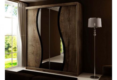 Expedo Šatníková skriňa so zrkadlom TALIA 9, 150x200x62 + nadstavec, 150x45x62, tmavý jaseň
