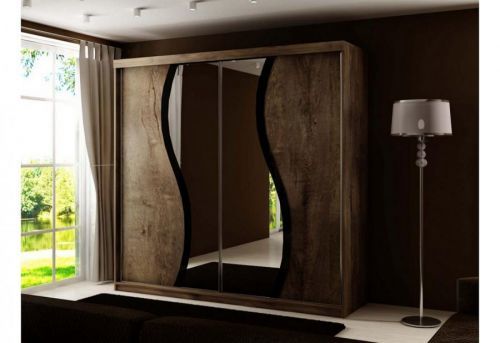 Expedo Šatníková skriňa so zrkadlom TALIA 9, 200x200x62, tmavý jaseň