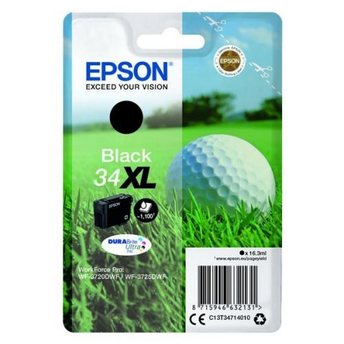 Epson originál ink C13T34714010, T347140, 34XL, black, 16.3ml, Epson WF-3720DWF, 3725DWF