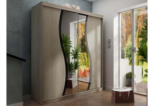 Expedo Šatníková skriňa so zrkadlom TALIA 9, 150x200x63, sonoma