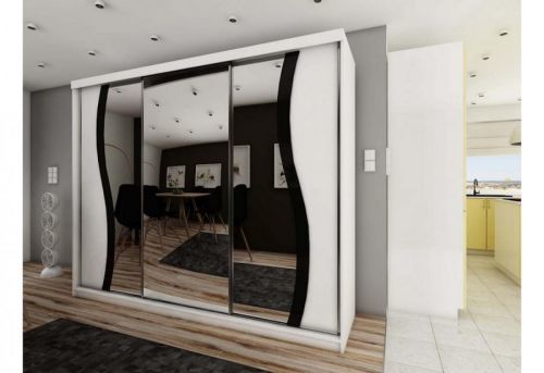 Expedo Šatníková skriňa so zrkadlom TALIA 9, 250x200x62, biela