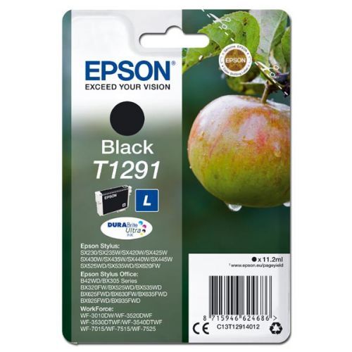 Epson originál ink C13T12914012, T1291, black, 385str., 11,2ml, Epson Stylus SX420W, 425W, Stylus Office BX305F, 320FW