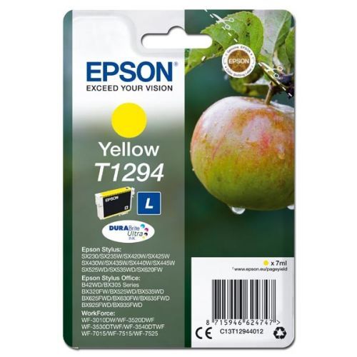 Epson originál ink C13T12944012, T1294, yellow, 485str., 7ml, Epson Stylus SX420W, 425W, Stylus Office BX305F, 320FW