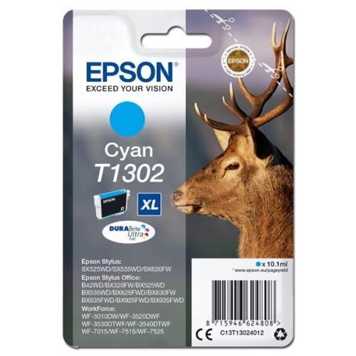 Epson originál ink C13T13024012, T1302, cyan, 765str., 10,1ml, Epson Stylus Office BX320FW