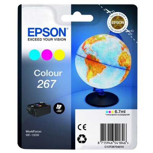 Epson originál ink C13T26704010, 267, color, 6,7ml, Epson WF-100W