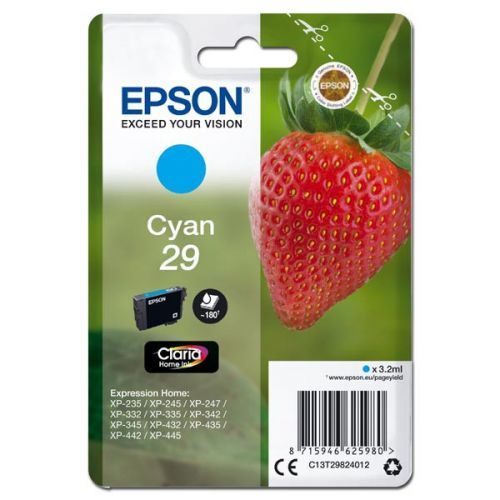 Epson originál ink C13T29824012, T29, cyan, 3,2ml, Epson Expression Home XP-235,XP-332,XP-335,XP-432,XP-435