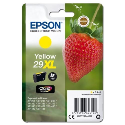 Epson originál ink C13T29944012, T29XL, yellow, 6,4ml, Epson Expression Home XP-235,XP-332,XP-335,XP-432,XP-435