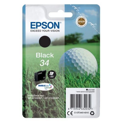 Epson originál ink C13T34614010, T346140, black, 6.1ml, Epson WF-3720DWF, 3725DWF