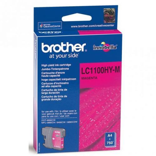 Brother originál ink LC-1100HYM, magenta, 750str., high capacity, Brother DCP-6690CW, MFC-6490CW