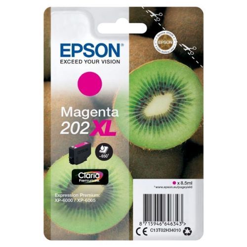 Epson originál ink C13T02H34010, 202 XL, magenta, 8.5ml, Epson XP-6000, XP-6005