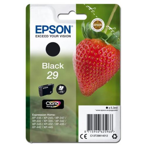 Epson originál ink C13T29814012, T29, black, 5,3ml, Epson Expression Home XP-235,XP-332,XP-335,XP-432,XP-435
