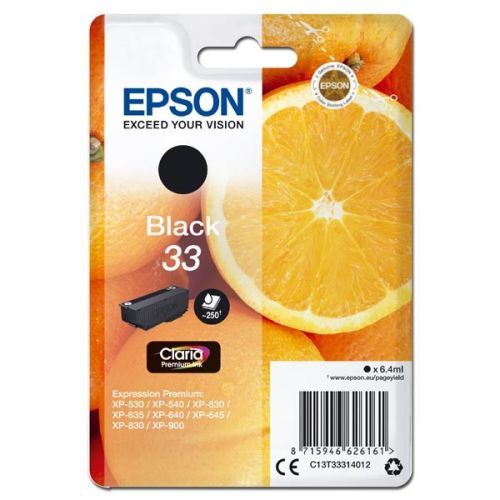 Epson originál ink C13T33314012, T33, black, 6,4ml, Epson Expression Home a Premium XP-530,630,635,830