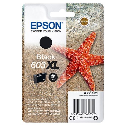 Epson originál ink C13T03A14010, 603XL, black, 8.9ml, Epson Expression Home XP-2100, 2105, 3100, 3105, WF2810