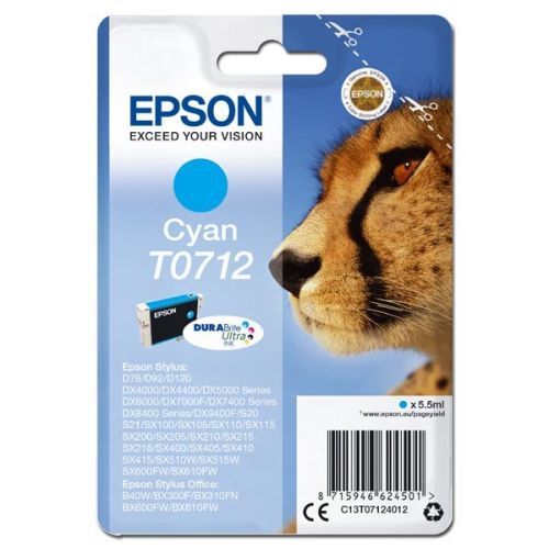 Epson originál ink C13T07124012, cyan, 5,5ml, Epson D78, DX4000, DX4050, DX5000, DX5050, DX6000, DX605