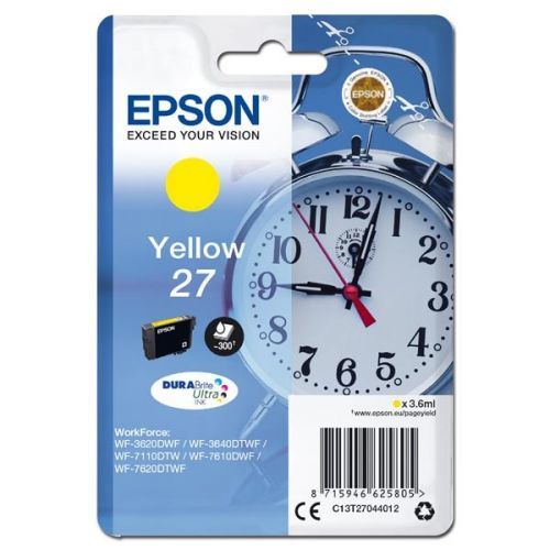 Epson originál ink C13T27044012, 27, yellow, 3,6ml, Epson WF-3620, 3640, 7110, 7610, 7620