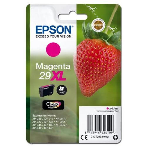 Epson originál ink C13T29934012, T29XL, magenta, 6,4ml, Epson Expression Home XP-235,XP-332,XP-335,XP-432,XP-435