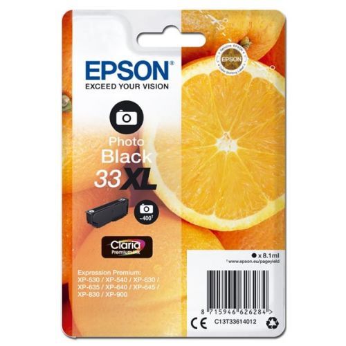 Epson originál ink C13T33614012, T33XL, photo black, 8,1ml, Epson Expression Home a Premium XP-530,630,635,830