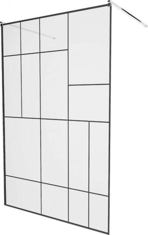 MEXEN/S - Kyoto samostatne stojaca sprchová zástena 120 x 200 cm, transparent/čierna vzor 8 mm, chróm 800-120-002-01-78