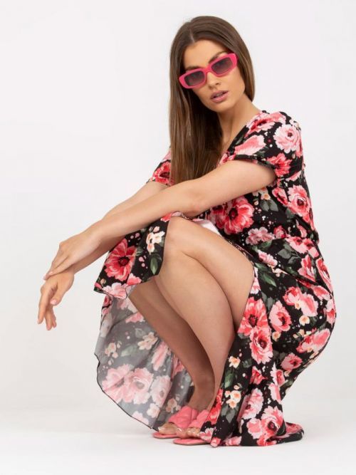 Šaty DHJ SK 7006.48 čierna a červená jedna veľkosť