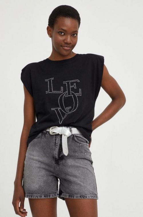 Bavlnený top Answear Lab čierna farba,