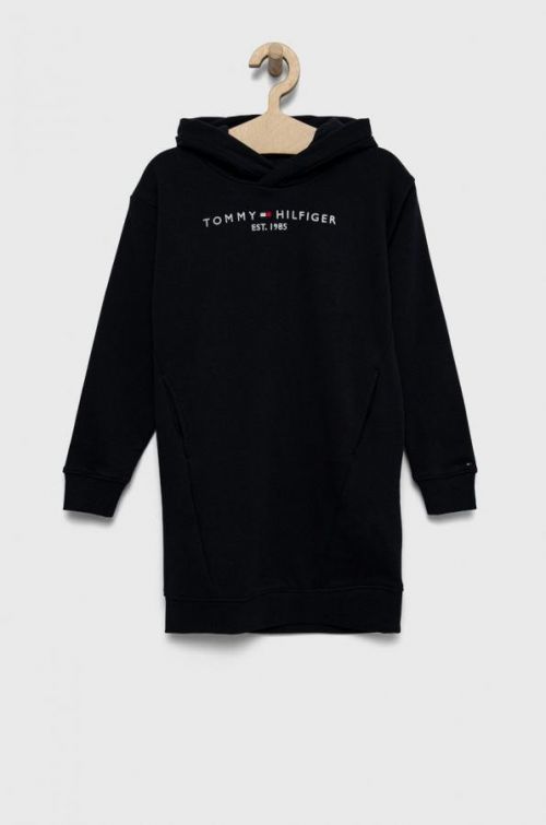 Dievčenské šaty Tommy Hilfiger tmavomodrá farba, mini, oversize