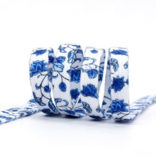 Šnúrky do topánok Flowers-Biela/Modrá KP18657