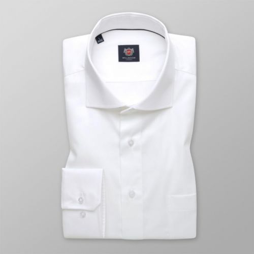Pánska košeľa slim fit bielej farby s hladkým vzorom 14137