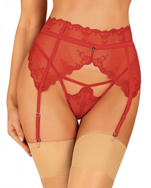 Smyslný podvazkový pás Lonesia garter belt - Obsessive S / M červená