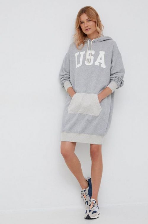 Šaty Polo Ralph Lauren šedá farba, mini, oversize