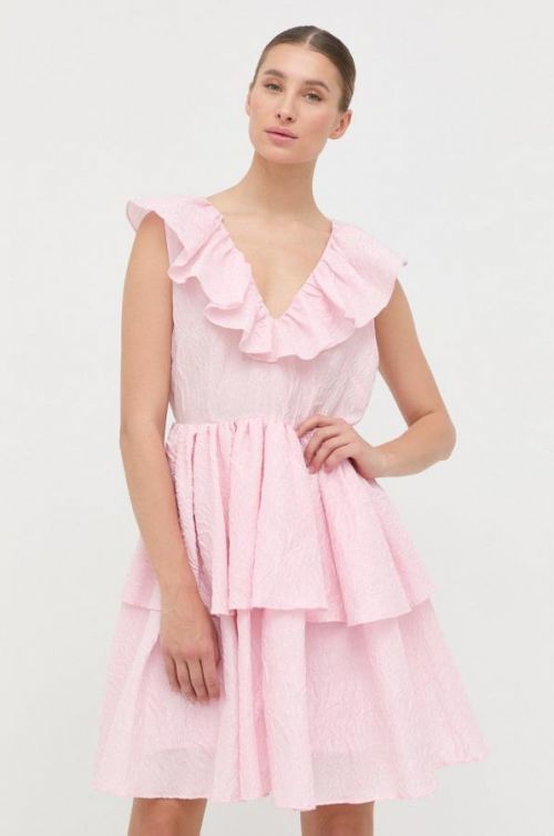 Šaty Custommade ružová farba, mini, áčkový strih