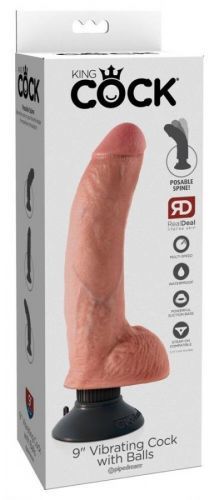 King Cock 9 - bendable, foot vibrator (26cm) - natural