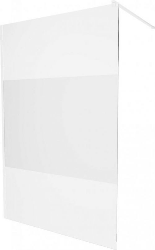 MEXEN/S - KIOTO Sprchová zástena WALK-IN 90 x 200 cm, transparent/dekor 8 mm, biela 800-090-101-20-35