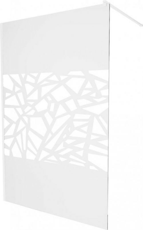 MEXEN/S - KIOTO Sprchová zástena WALK-IN 120 x 200 cm, transparent/biely vzor 8 mm, biela 800-120-101-20-85