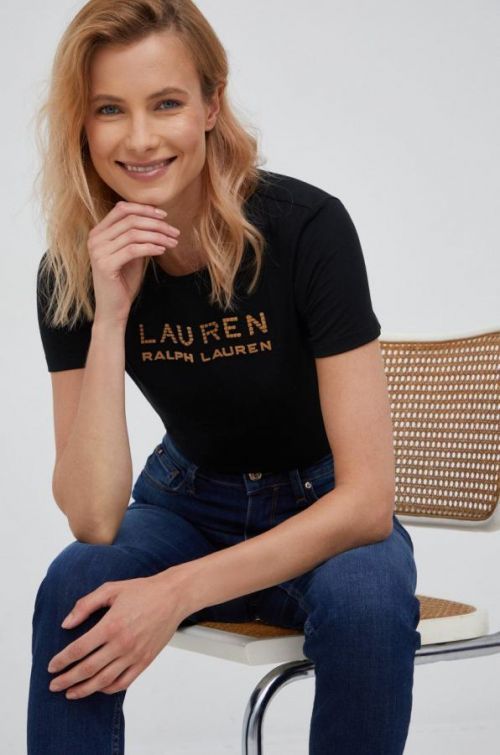 Tričko Lauren Ralph Lauren dámsky, čierna farba,