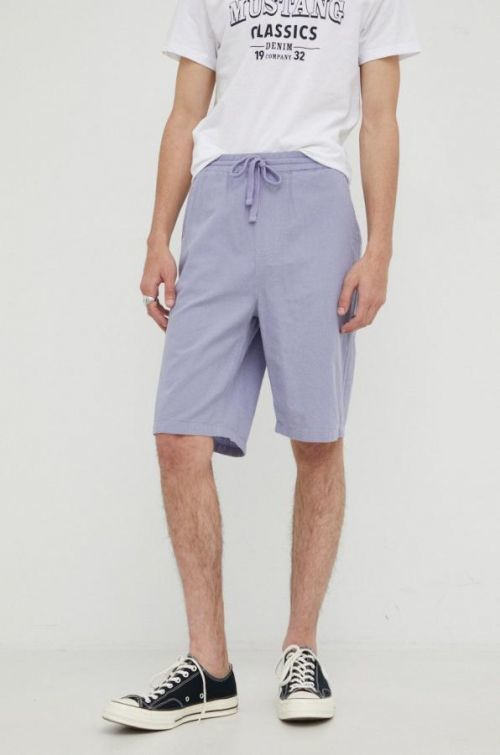 Šortky s prímesou ľanu Lee Relaxed Drawstring S Misty Lilac pánske, fialová farba,